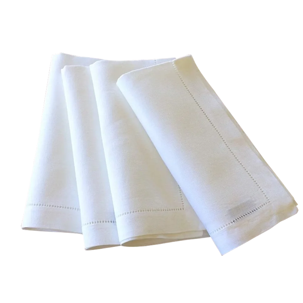 12 Pieces White Napkins Hemstitched Cocktail Napkin For Party Wedding Table Cloth Linen Napkins Fabric Cotton Dinner Napkin