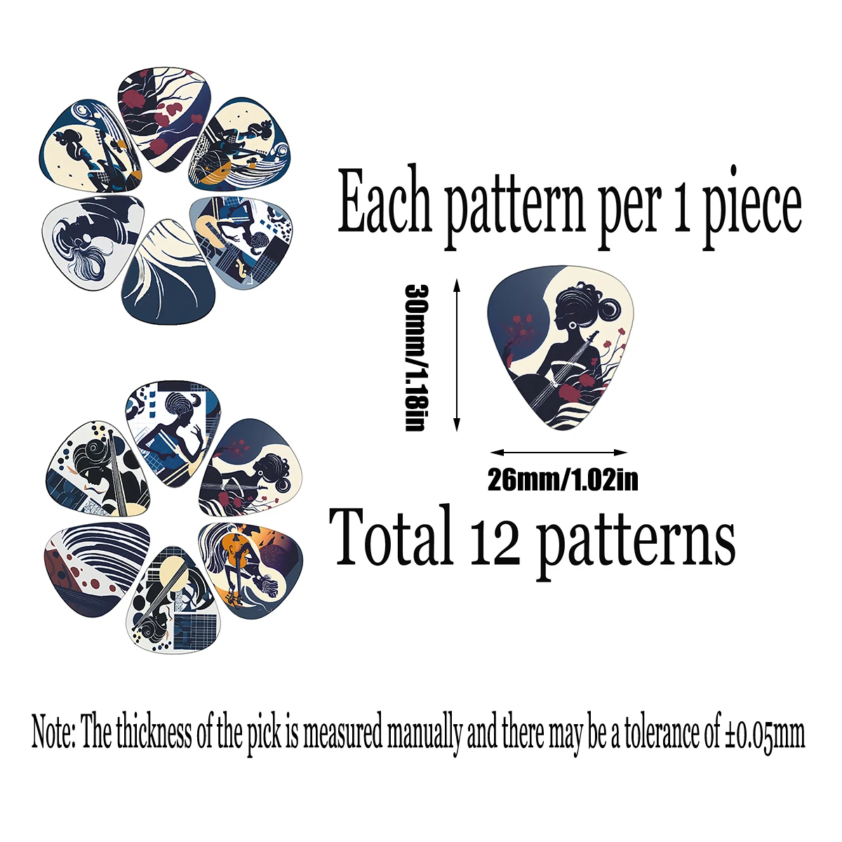 12pcs 0.46 0.71 1.0Mm Guitar Picks Cartoon Couples Acoustic Guitar Paddles