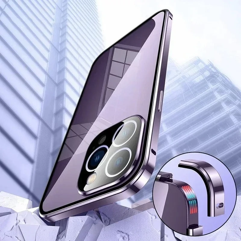 Universal Magnetic 360° Protective Case with Double-Sided Glass Cover