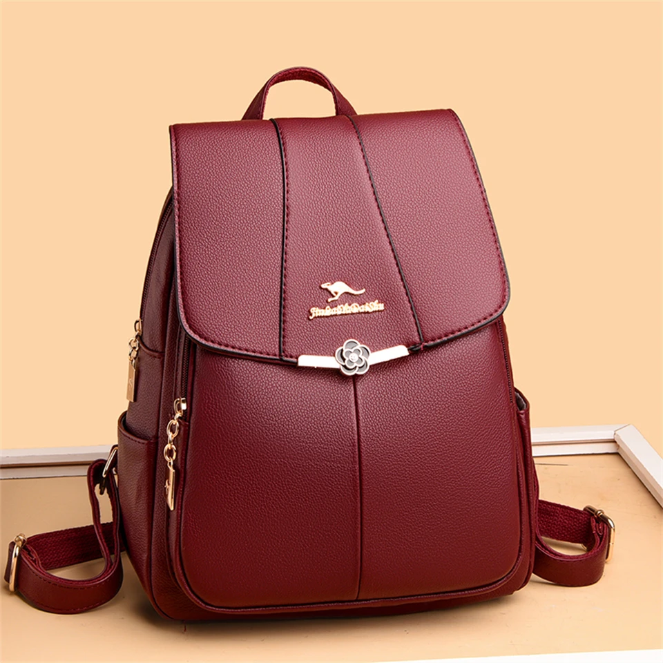 Fashion Backpack Leather Shoulder Bag Academy Bagpack Women's Backpacks