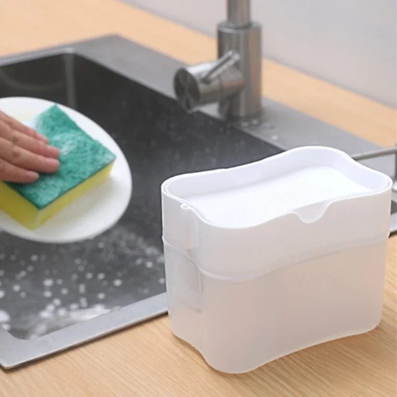 

Dish Soap Dispenser for Kitchen,Liquid Soap Dispenser Kitchen Soap Dispenser with Sponge Holder,Sponge Soap Pump Dispenser