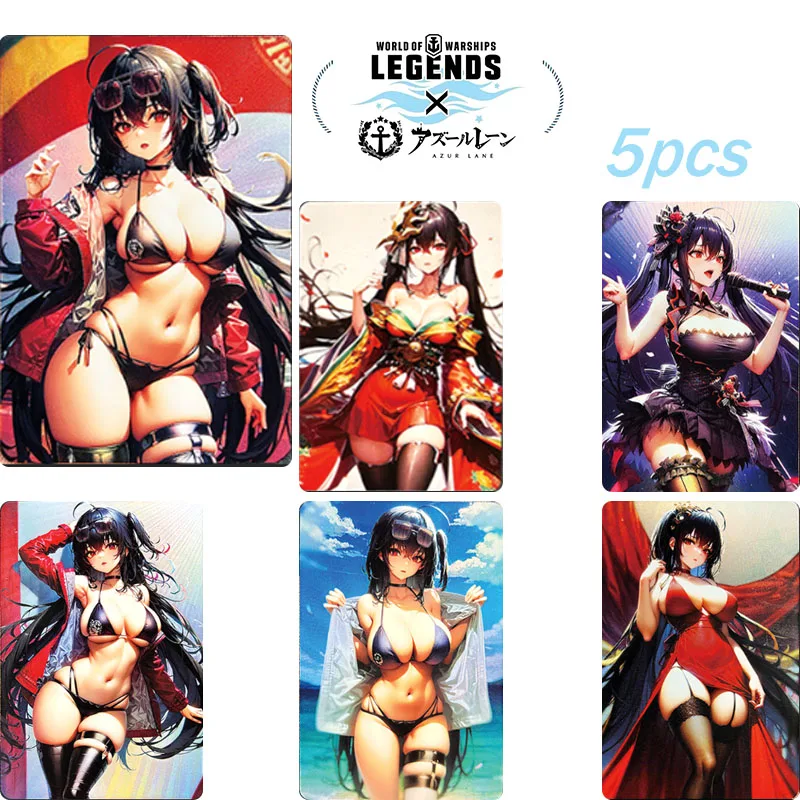 

5Pcs/set Anime Azur Lane Ijn Taiho Diy Bronzing Homemade Flash Card Christmas Birthday Gift Children's Toys Game Collection Card