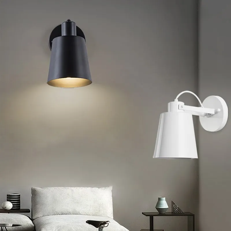 

Modern LED Wall Lamp Rotatable Iron Single Head Luminaire Remote Control Aisle Fixture Lustre For Bedroom Bedside Corridor Lamps