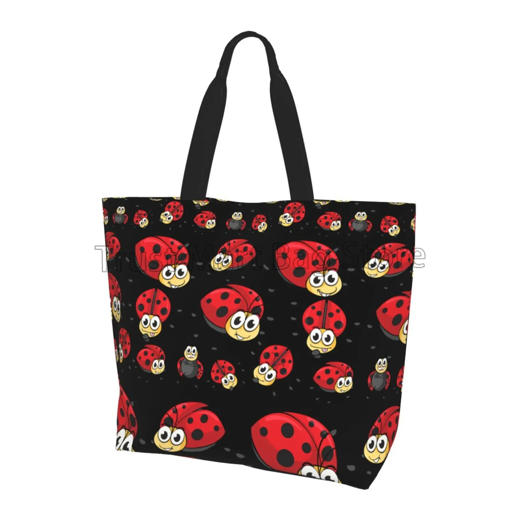 Cute Cartoon Ladybug Tote Bag for Women Beach Bag Portable 