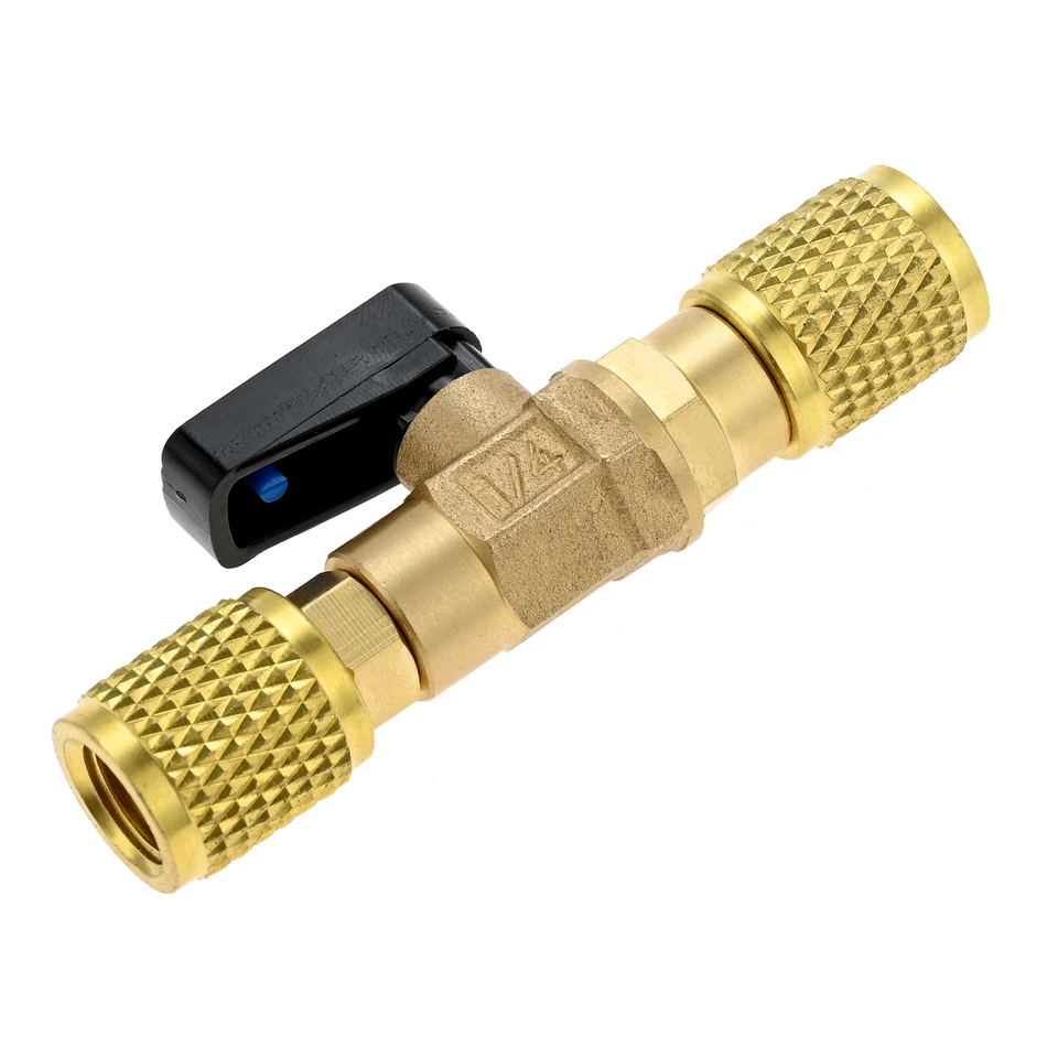 Adattatore per valvola a sfera con taglio passante per refrigerante 1/4 SAE R22 R410a tubo di gonfiaggio per condizionatore d'aria Strumento per refrigerante per condizionatore d'aria  1420