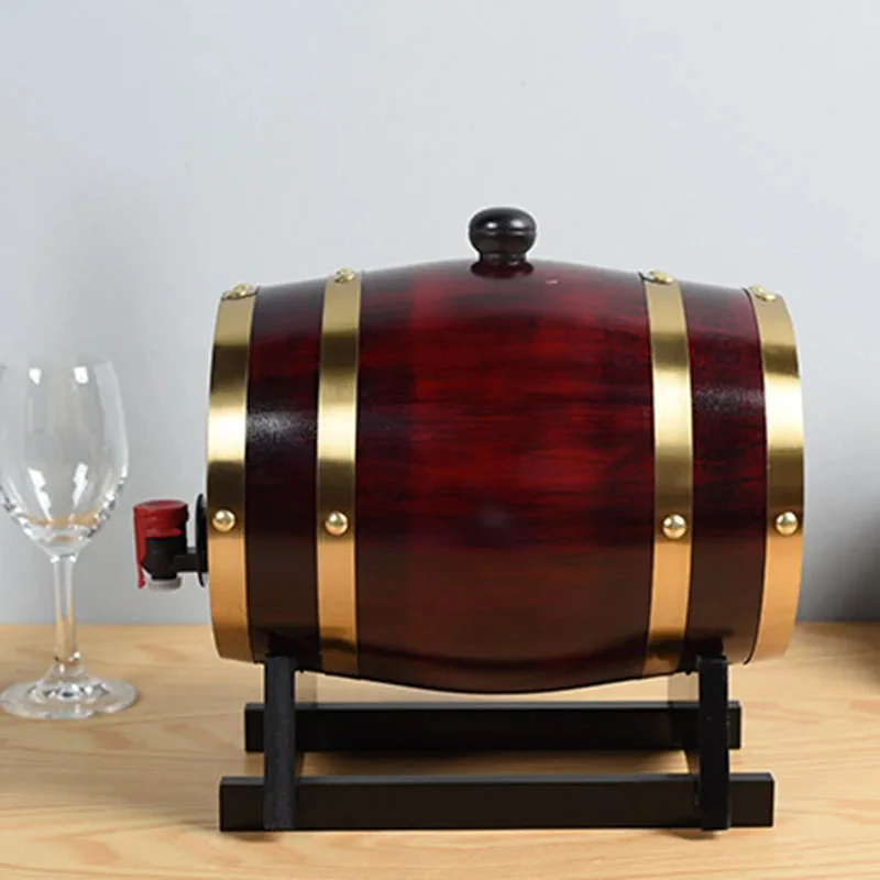 1L/1.5L/3L Wood Wine Barrel Vintage Oak Beer Brewing Accessories Whiskey Storage Container Home Decoration Wine Bar Tools wine barrel