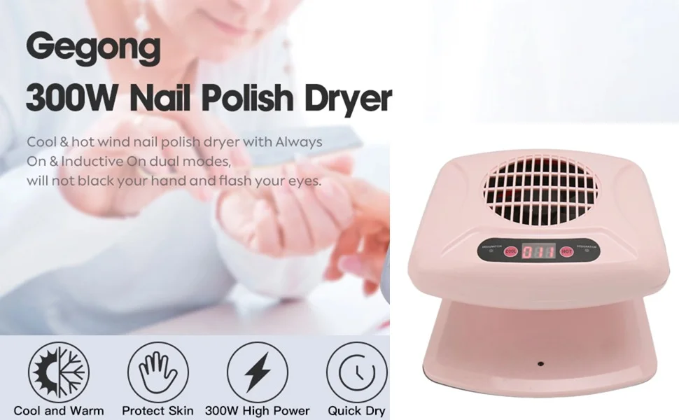 Description Picture 2 of itemYIKOOLIN Air Nail Dryer with Automatic Sensor Timing Air Nail Fan Blow Dryer for Both Hands and Feet Warm/Cool Wind Blower Dryer