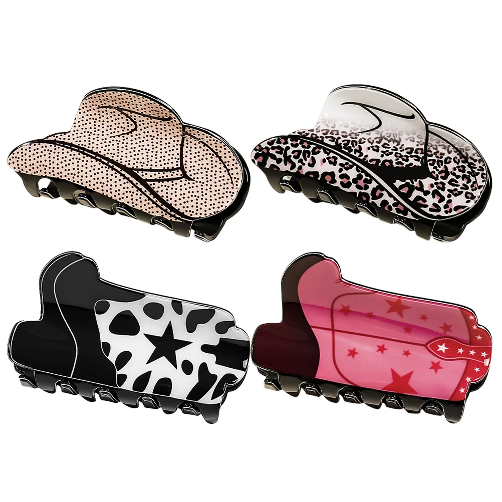 

Western Hair Claw Clip Cowgirl Hat Boot Large Hair Clips Nonslip Leopard Hair Jaw Clamps Women Hair Barrettes Thick Thin Hair