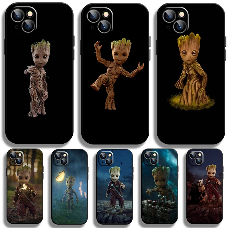 Marvel Baby Groot Case Per Apple Iphone 14 13 12 11 Pro Max Mini Xs Max X Xr 7 8 Plus Se2020 Tpu Cover Nera Per Telefono Coque Core