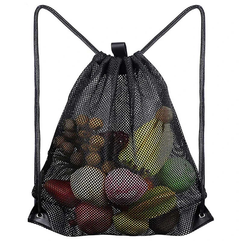 

Heavy-duty Mesh Drawstring Bag Multifunction Ventilated Bag for Gym Sports Basketball Storage Beach Toys