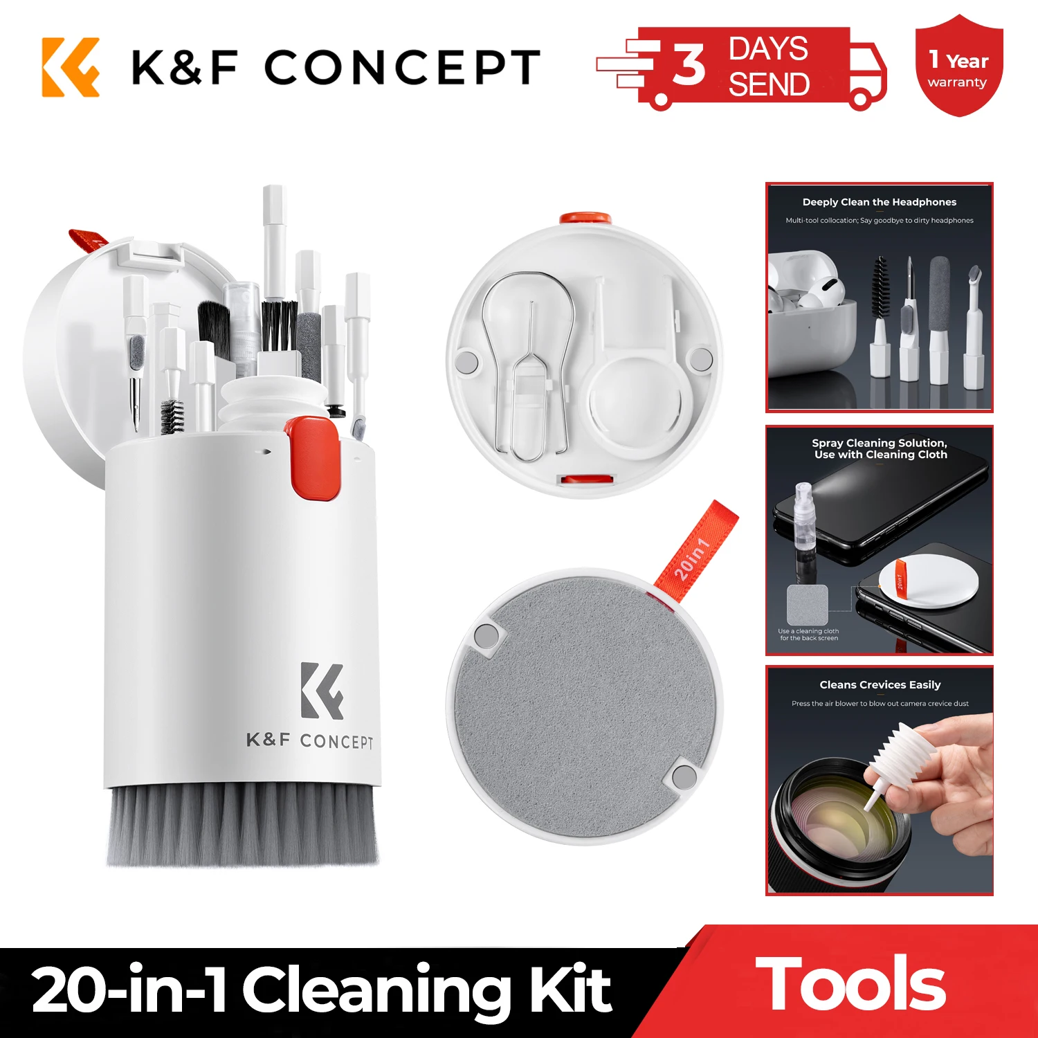 

K & F Concept новый ноутбук мобильный экран 20 в 1 чистящие наборы компьютерная клавиатура чистящий спрей для iPhone AirPods камера iPad