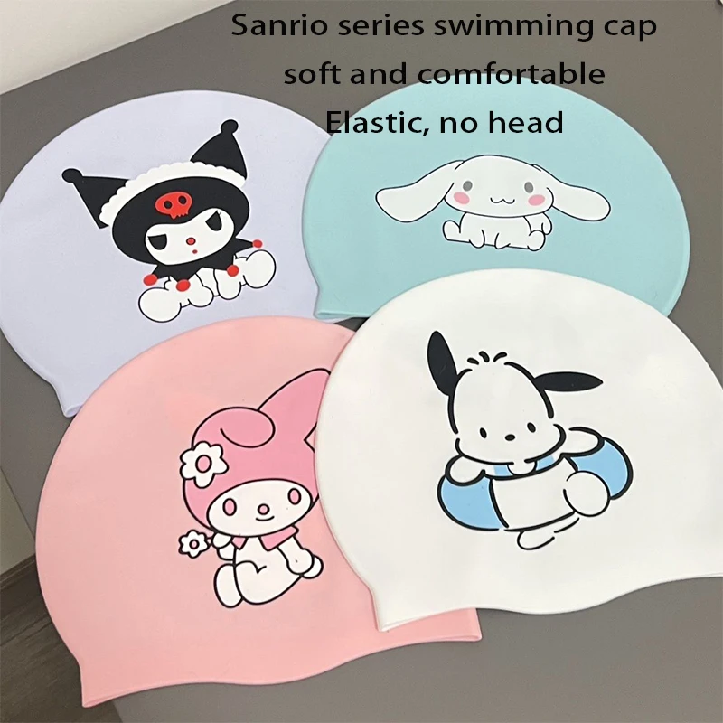

Kawaii Sanrio Kuromi My Melody Cinnamoroll Cartoon Ladies Thicken Double Sided Printing Swimming Cap Comfortable Life Supplies