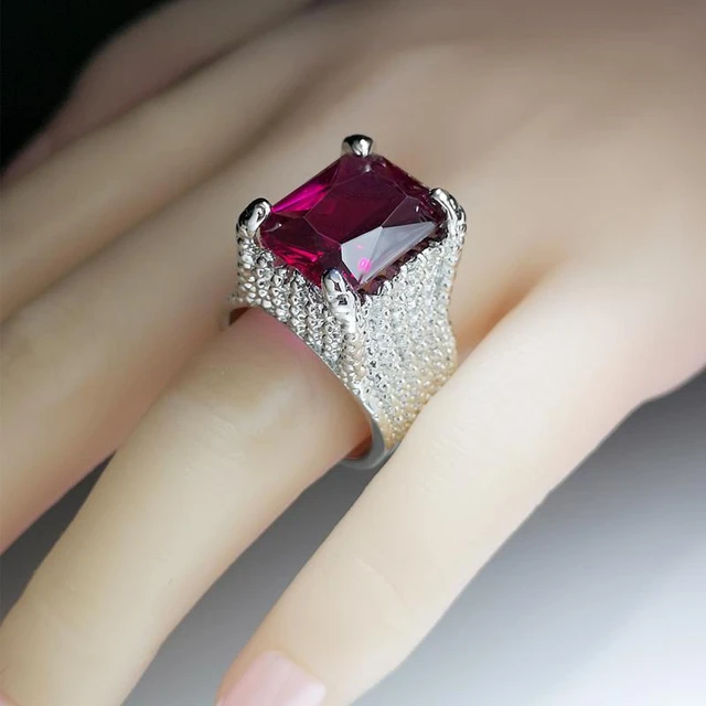 High Jewelry Pigeon Blood Ruby Ring S925 Sterling Silver Women's Flower Ring  Color Red Gemstone for Women Party Gift Luxury