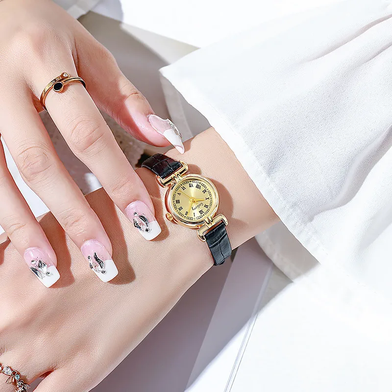 Ladies watch, fashionable small retro belt high value quartz watch
