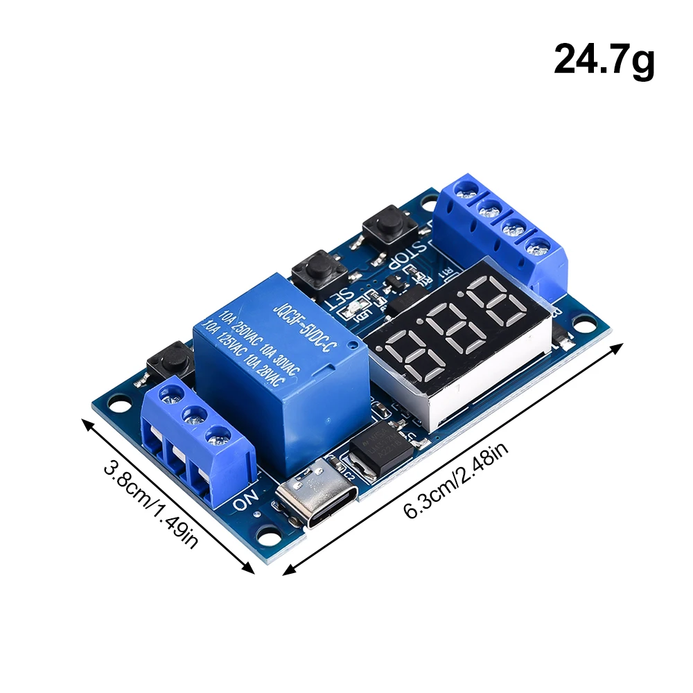 Modulo relè temporizzato con display LCD digale micro USB DC 6-30V Controllo timer multifunzione Scheda modulo ciclo trigger  13