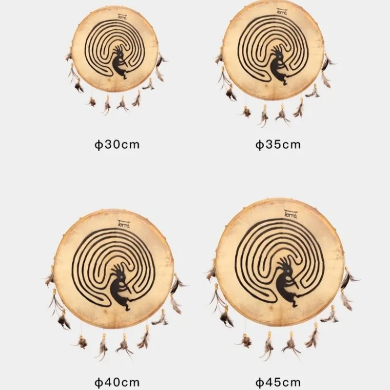 Terre Goat Skin Shaman Drum Indian Drums Sound Therapy Tambourine Meditation Professional Performance Percussion Instruments