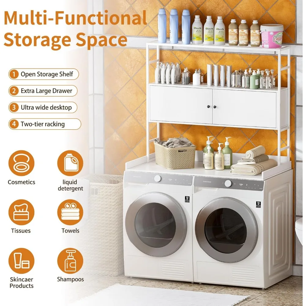 Washer Dryer Countertop,3-Tier Washer and Dryer Covers,Wood Over Washer and Dryer Countertop Shelves for Laundry Organization 5