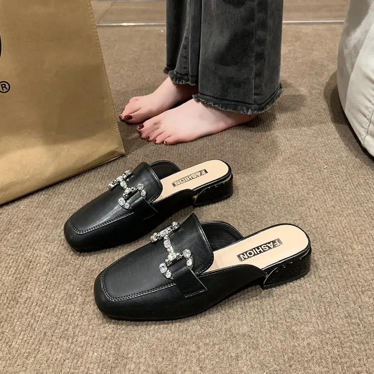 

Новинка 2024, модная обувь, женские тапочки, Роскошные туфли на низком каблуке, женская простая обувь на резиновой подошве, легкая Высококачественная обувь для женщин