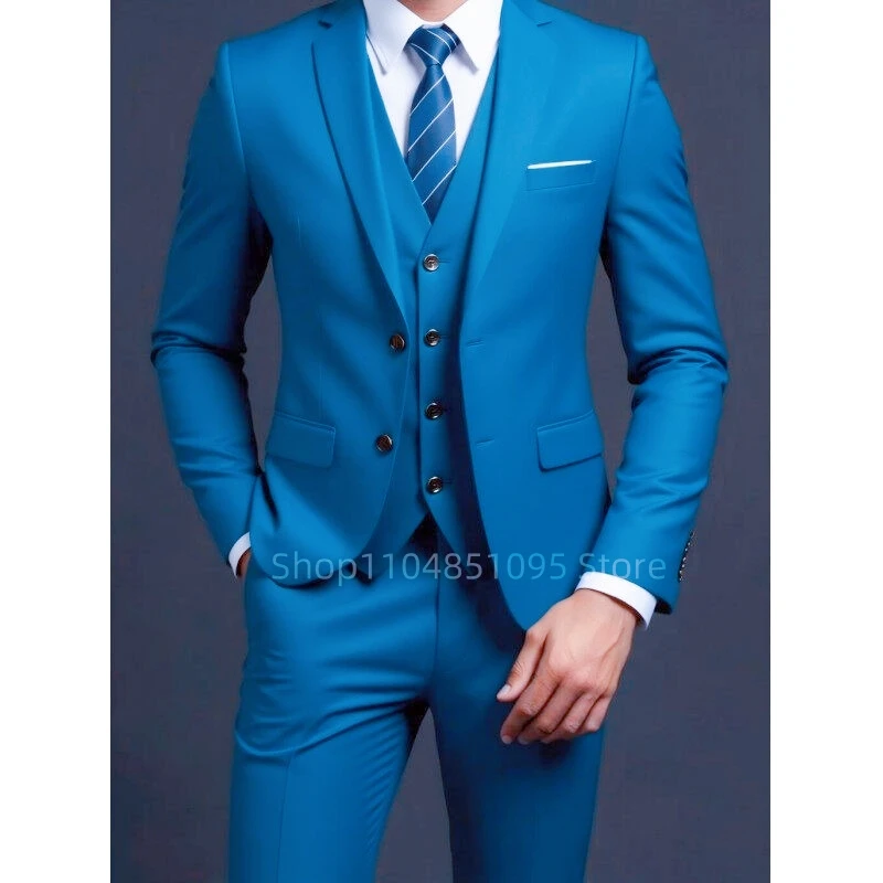 Luxury Slim Fit Men's Wedding Tuxedos 3 Piece Set for Party Prom Fashion Men Suit for Special Occasions Formal Busienss Dresses