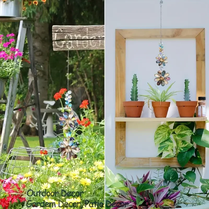 1 pc Rainbow Crystal Flower Light catcher, garden decoration, suitable for wedding and home embellishment sunflower decoration