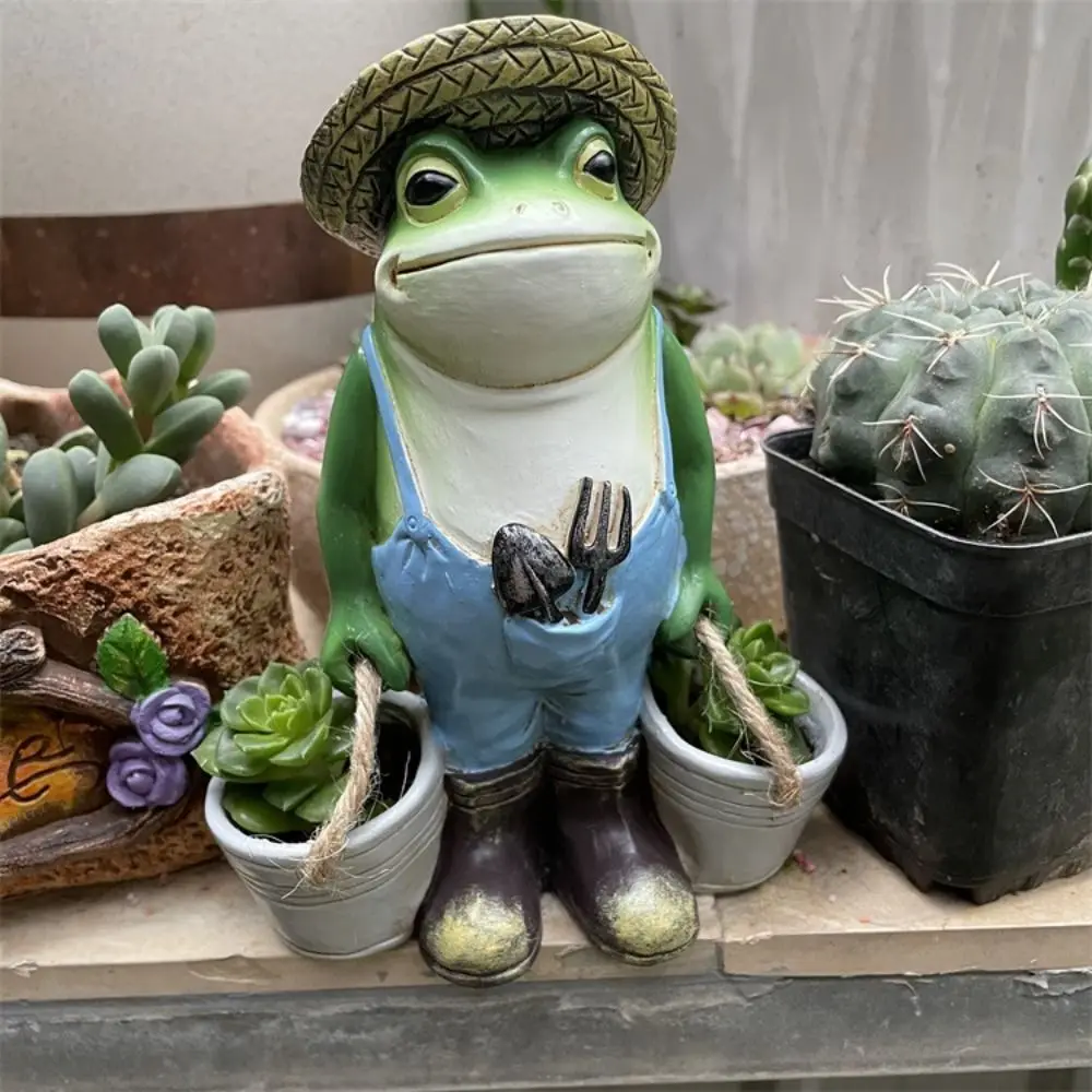 

Creative Frog Flowerpot Ornament Handmade Resin Succulent Flower Pot Realistic Cute Animal Sculpture