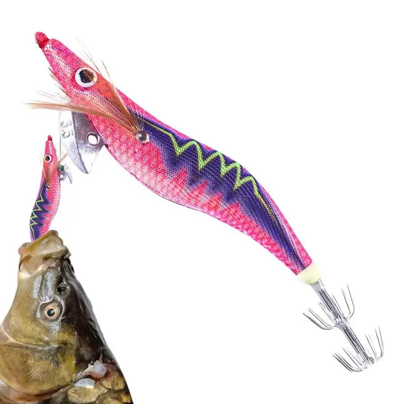 

Squid Jig Squid Baits Glow In The Dark Wooden Shrimp Hook Glow Effect Flexible Swimming Sea Bass Squid Snakehead Fish Snapper