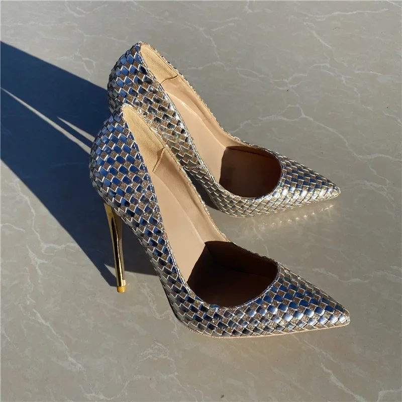 

Женские блестящие туфли-лодочки в клетку, на высоком каблуке, размеры 43, 44, 45