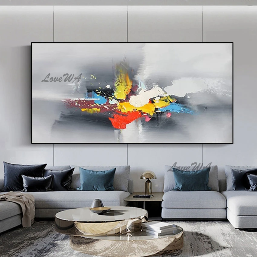 

Home Decor Abstract Gray Acrylic Design Oil Painting Unframed Picture Wall Canvas Murals Art For Living Room Decoration