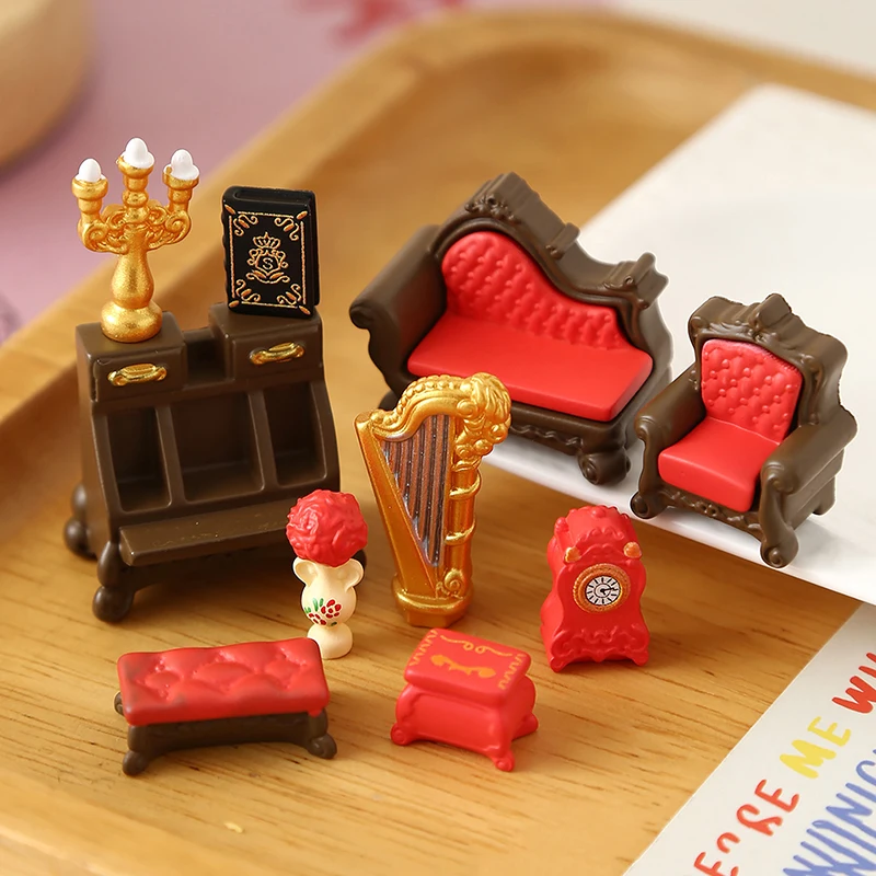 1/12 Dollhouse Simulation Mini Furniture Model Dollhouse Living Room Scene Decoration Dolls House Ornament Pretend Play Toys