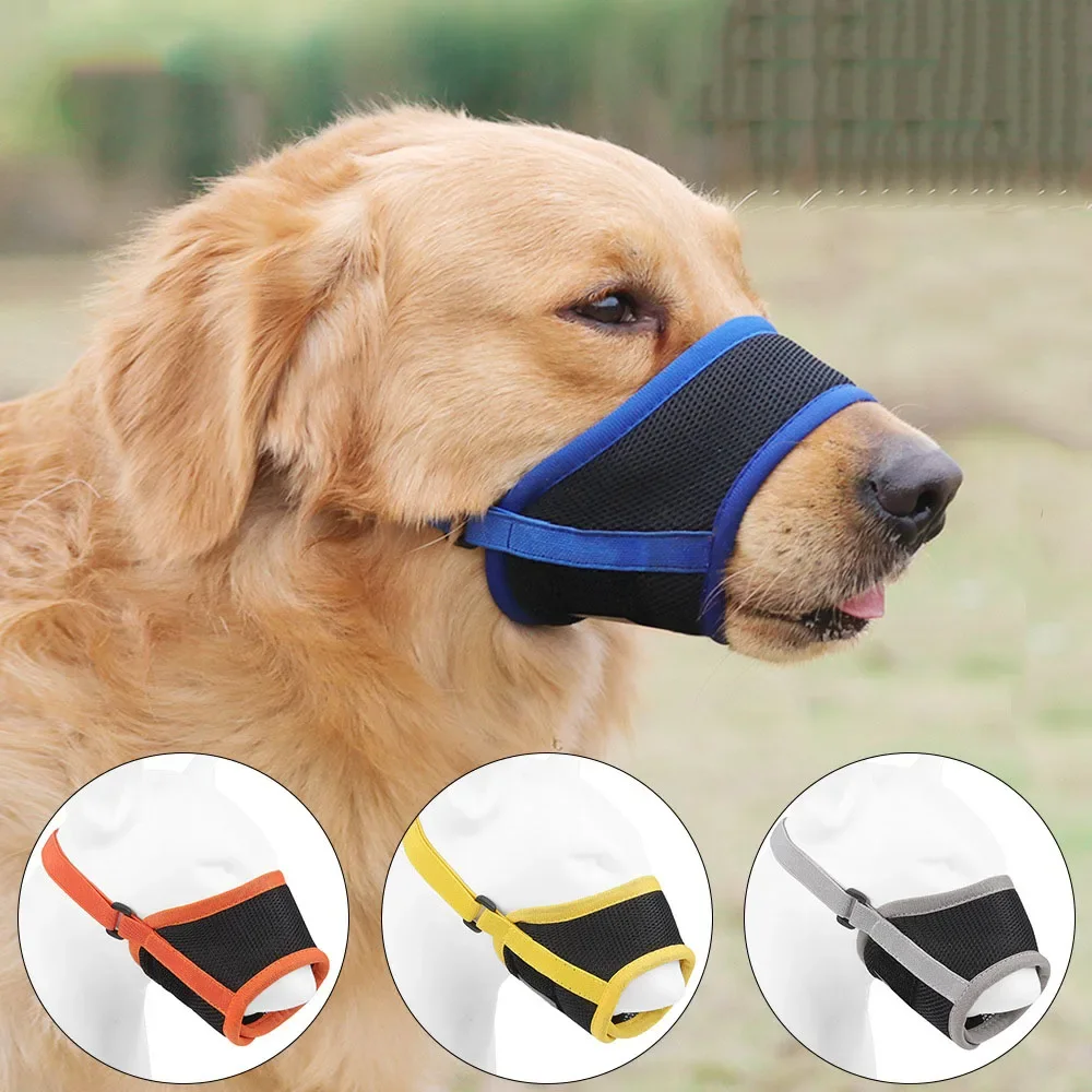 Dog Muzzle Adjustable Soft Mesh Dog Muzzles Pet Accessories Breathable Anti Bark Pet Puppy Mouth Mask Muzzles For Small Medium Large Dogs