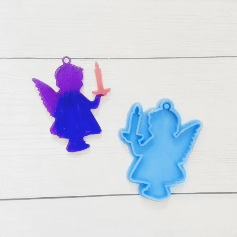 9Pcs Non-stick Angel Heart Silicone Mold for DIY Keychain Jewelry