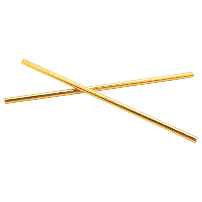 Gold Foil Paper Straws, Biodegradable Disposable Party Drinking Straws, Pack Of 100 Holiday Celebrations