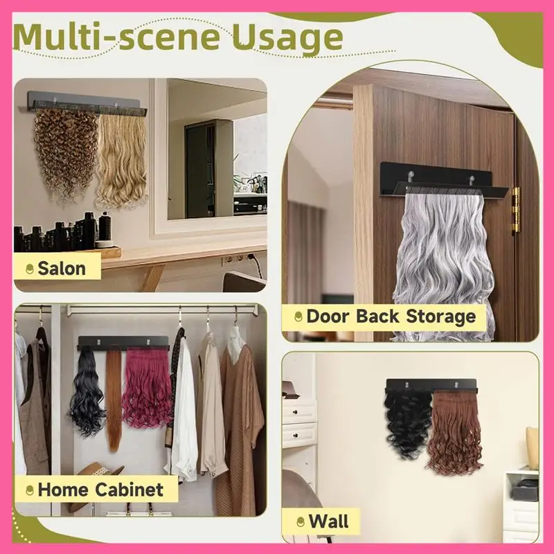 ABNM Hair Extension Hanger,Black Hair Extension Holder For Styling, Washing, Drying, Braiding, Display Rack