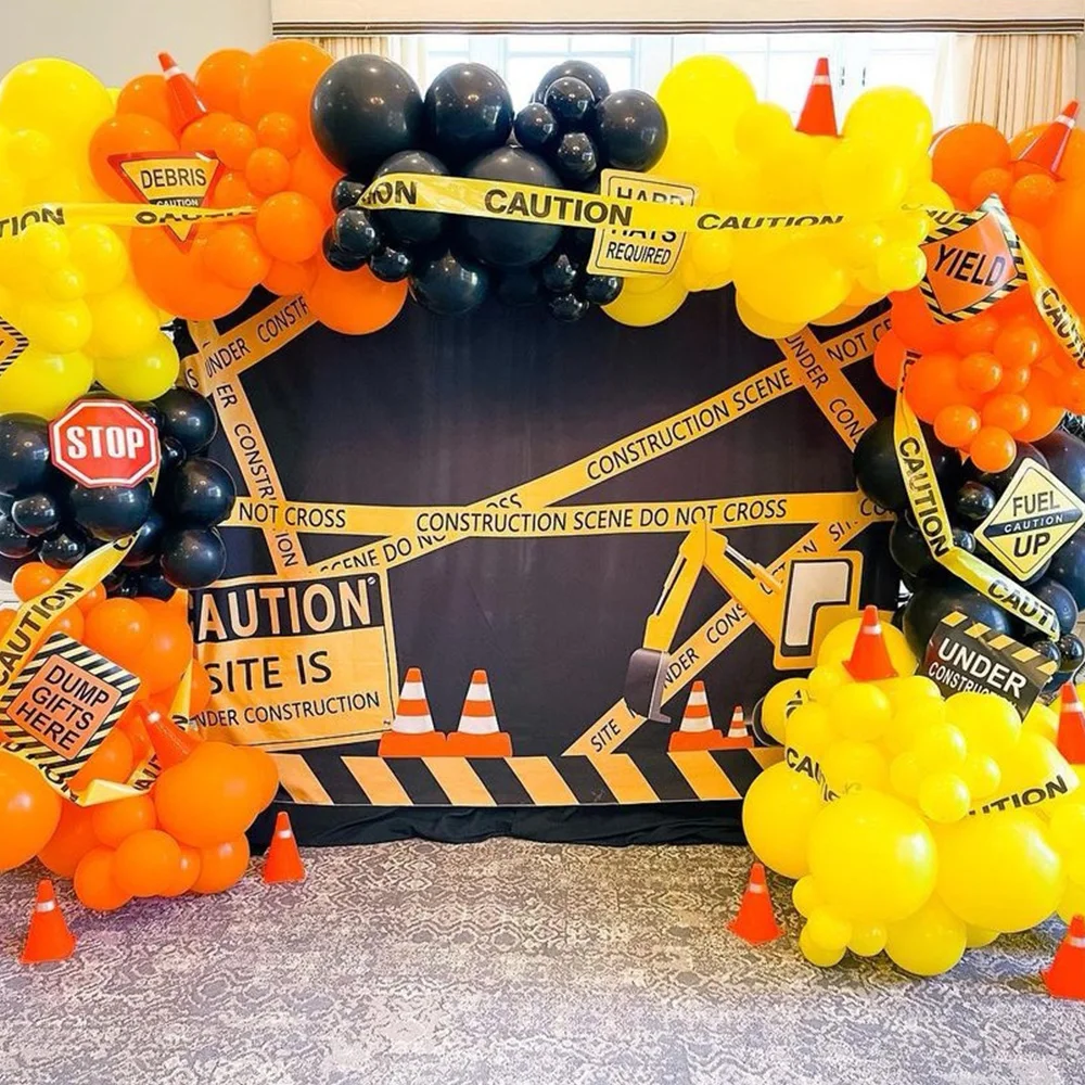 Yellow Caution Tape Construction Party Decor for Police Barricade Public Works Safety Barrier kids engineering truck birthday party decorations 20m/roll