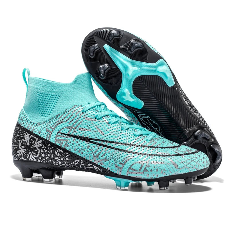 

New Football Shoe Man Soccer Boots Artificial Grass Original Superfly High Ankle Kids Shoe Crampons Outdoor Sock Cleats Sneakers