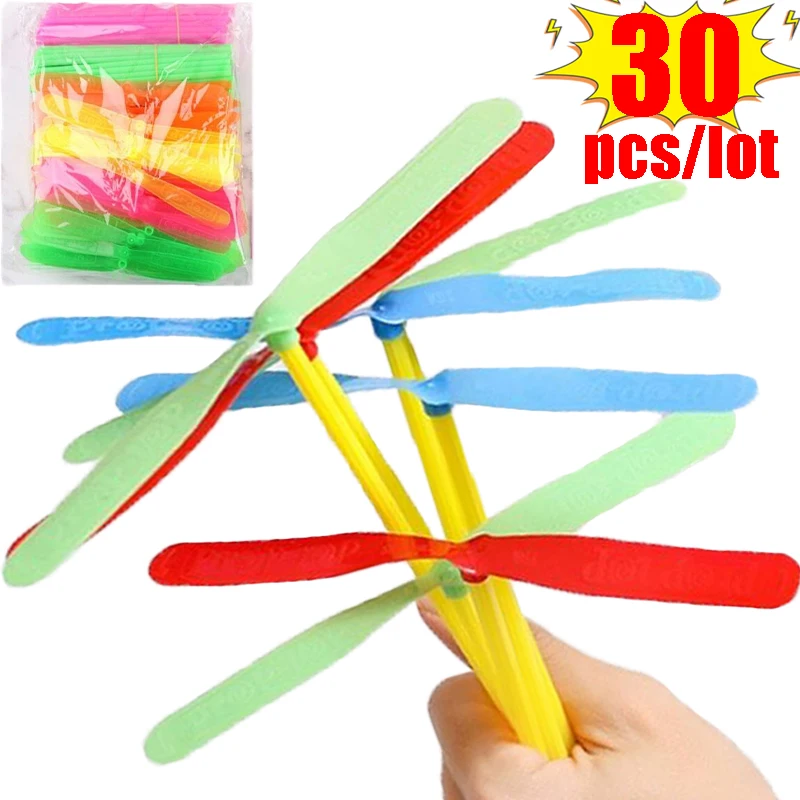10/20/30Pcs Bamboo Dragonfly Toys Kids Hand-push Flyer Playings Propeller Funny Spinning Children's Early Learning Games