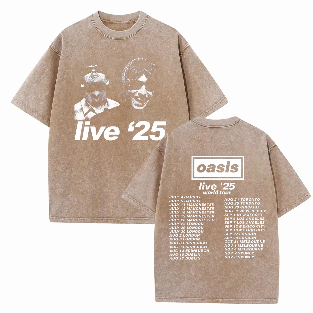Men OASIS Live 25 Tour 2025 Vintage Summer Short Sleeve