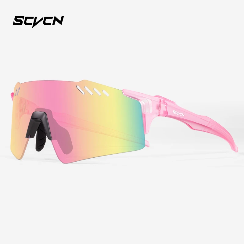 SCVCN Hiking Eyewear Fashion Rimless Cycling Glasss Outdoor Sports Running Drving Sunglasses for Men Goggles Mtb Bicycle 1 Lens