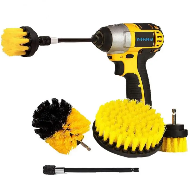 Multifunction Electric Drill Brush Kit All Purpose Cleaner Auto Tires Cleaning Tools For Bath Kitchen Round Plastic Brushes