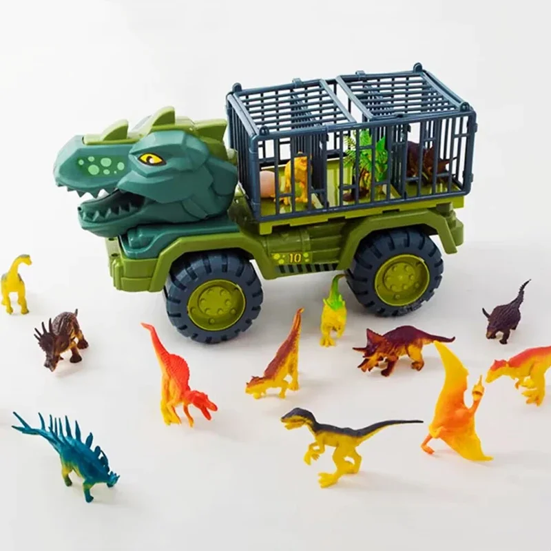 Children Large Inertial Dinosaur Car Toy Tyrannosaurus Engineering Vehicle Excavator Boy Educational Truck Model Transport Gifts boys car toys dinosaur truck transport carrier vehicle dino animal model tyrannosaurus rex kids game children birthday gifts