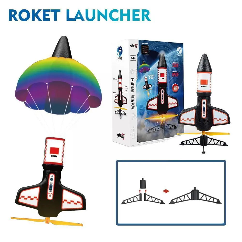 

Electric Rocket Launcher Toys New Space Exploration Outdoor Kid With Toys Parachute Kit Children Rocket Toys Air Rockets Model