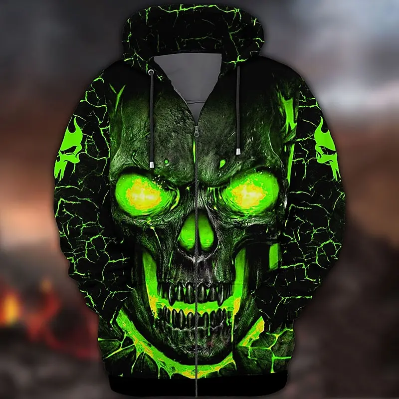 

Oversized men's Halloween street hoodie 3D printed skull pattern daily outing activities street casual clothing