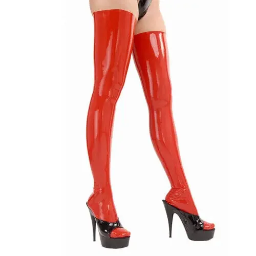

100% Latex Socks Rubber Gummi Red Women Thigh-High Stocking Masquerade ball 0.4mm S-XXL