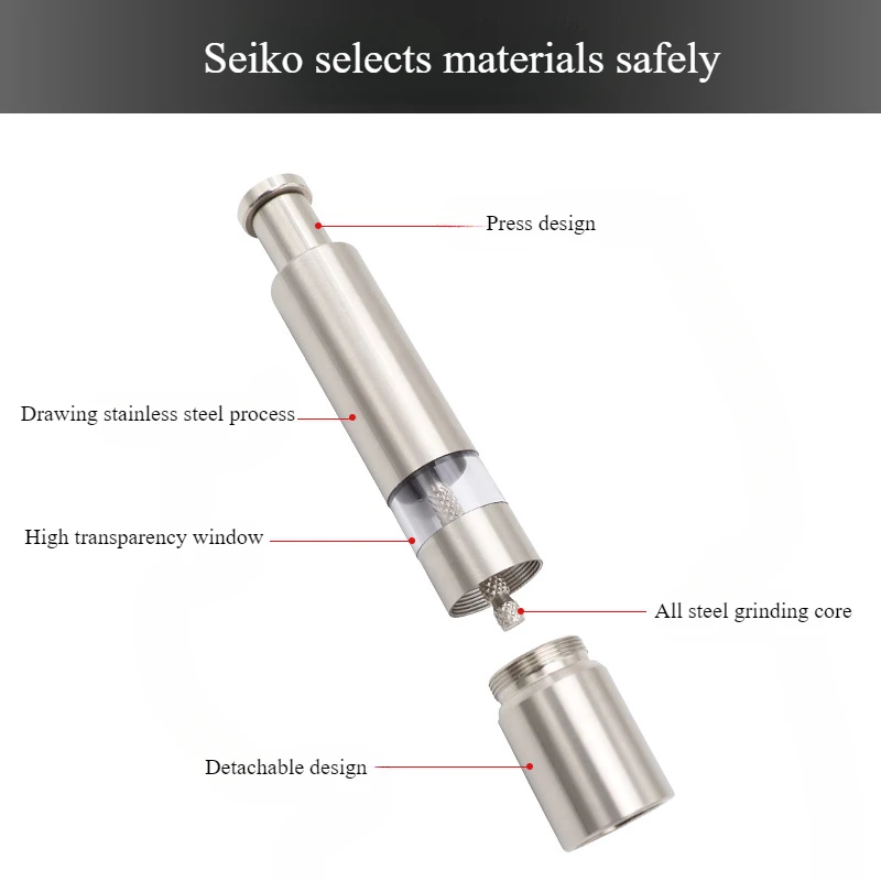 Salt And Pepper Grinder Nut Spice Grinder Pepper Grinder Herb Spice Grinder 1Pcs Portable Pepper Mill Stainless Steel Manual Thumb Push Novelty Salt Spices Pepper Grinder Home Barbecue Kitchen Accessories