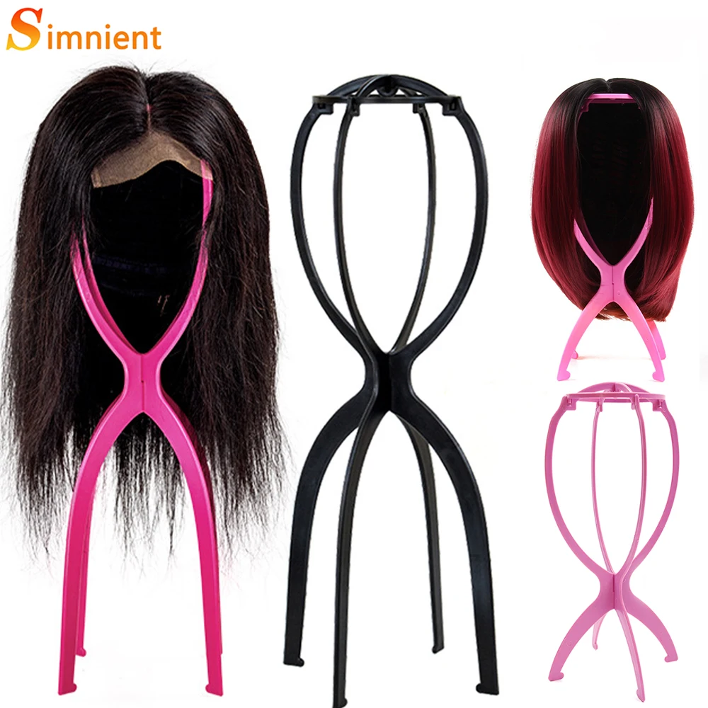 Colorful Plastic Wig Stand Portable Folding Wig Head Stand Hold for Display Travel for All Wigs