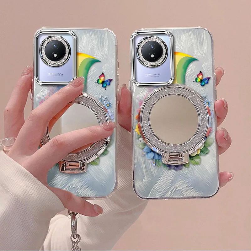 3-Piece Set: Vibrant Rainbow Phone Case with Lanyard and Stand