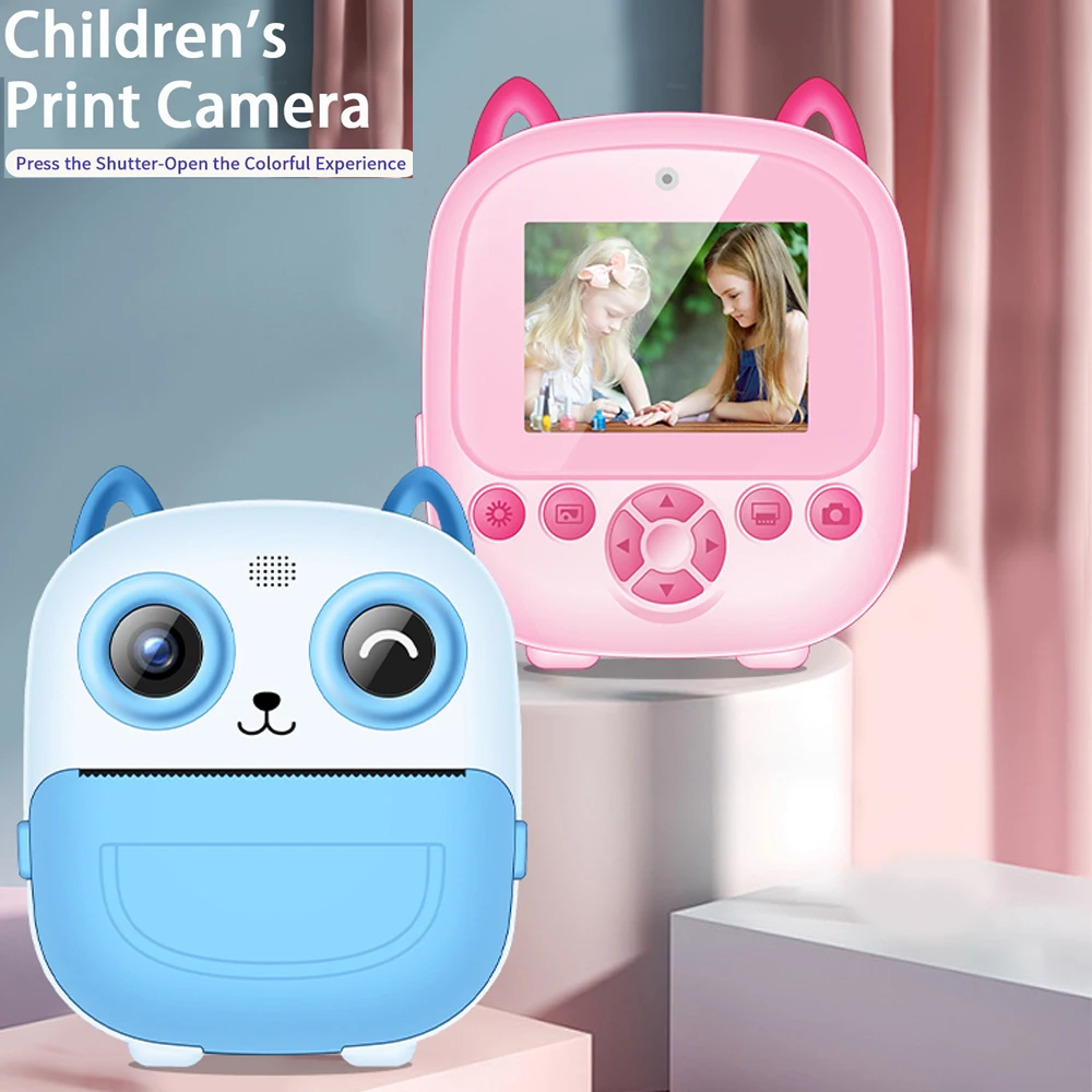 Children Digital Camera Instant Print for Kids Thermal Print Camera Instant Photo Printing Video Toys+32G Memory Card