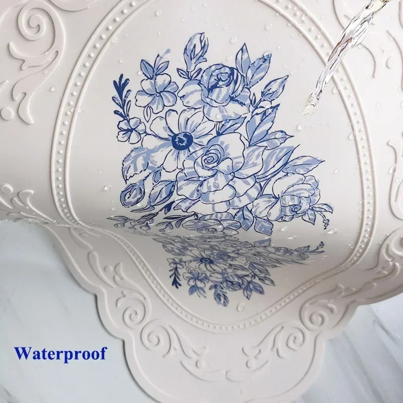 Silicone Oval Round Placemat Retro Pattern Coffee Floral  Pad Tableware Mats Waterproof Non-Slip Dinner Tableware Cup Coasters