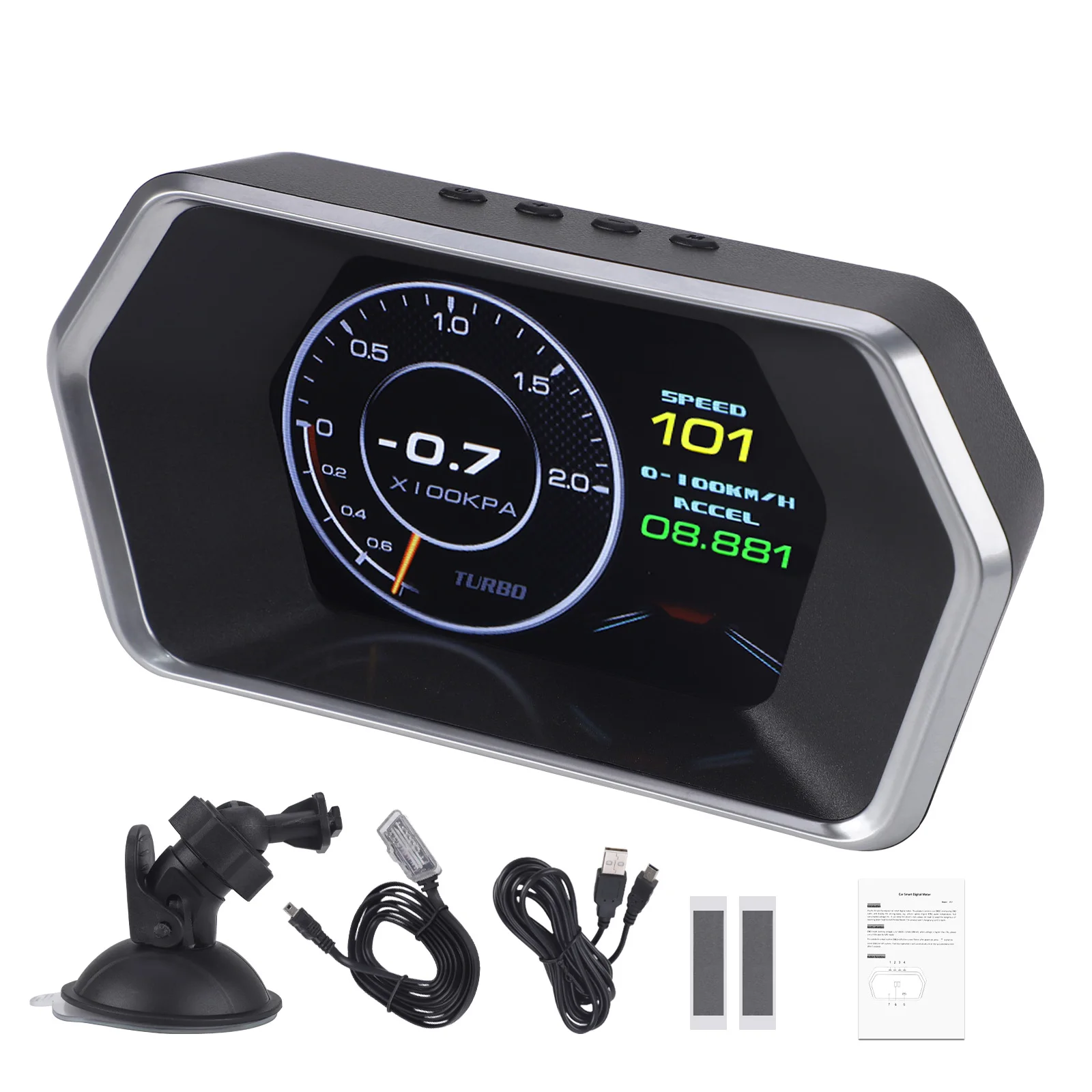 OBD2 GPS 온보드 진단 컴퓨터 프로젝터 자동차 전자제품 디지털 헤드업 디스플레이 스마트 P17 (HUD 과속 경고 나침반 포함)