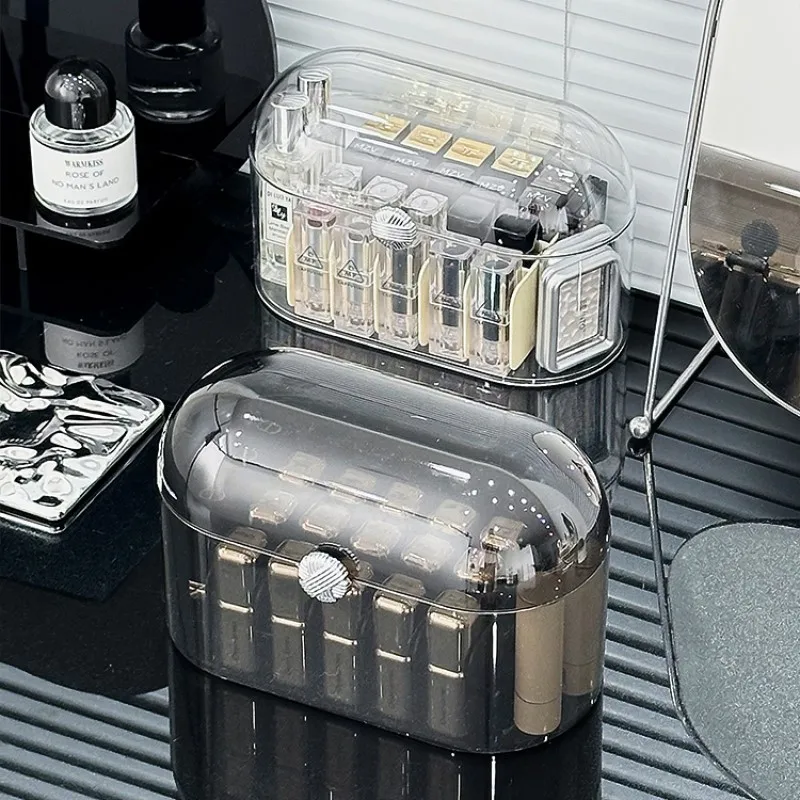 20 Slots Acrylic Lipstick Organizer With Lid Dustproof Lipgloss Holder Case Beauty Makeup Storage Spinning Lipstick Holder 5